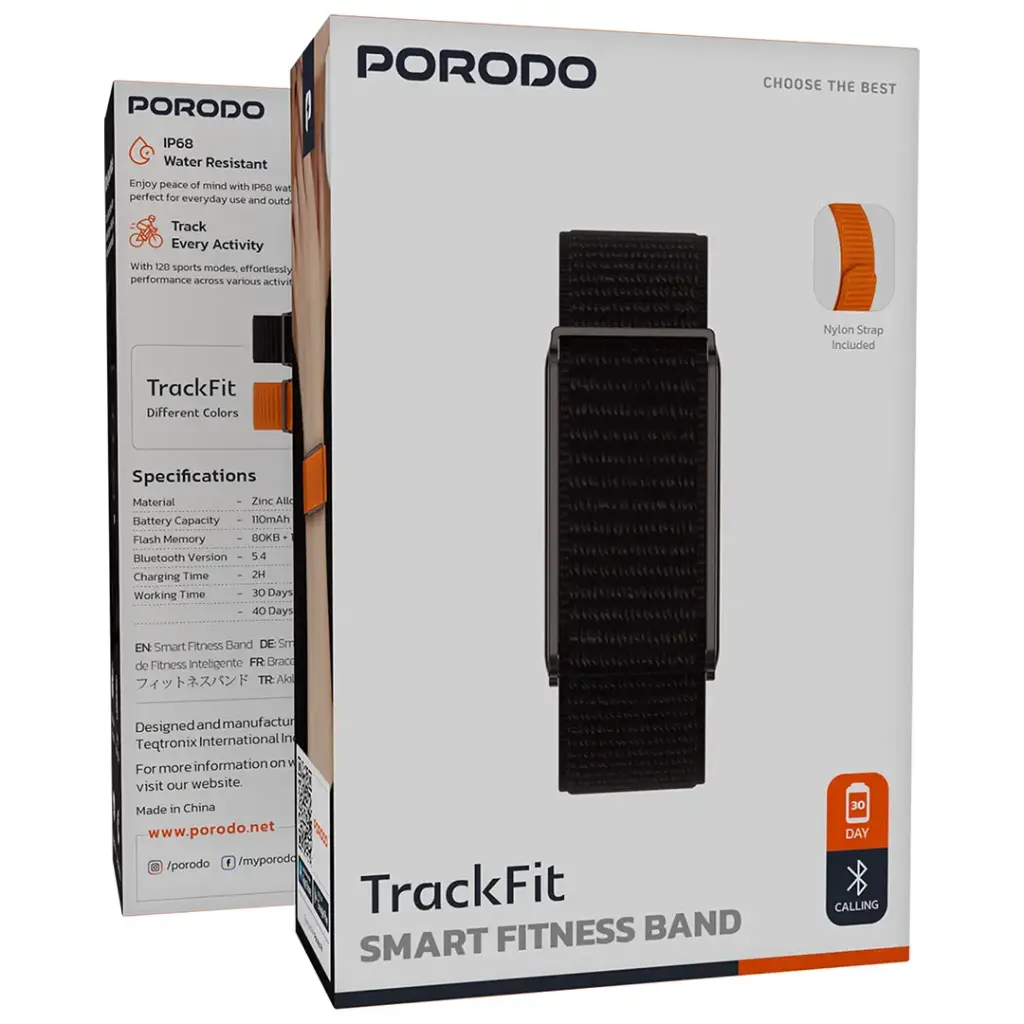 Porodo TrackFit  Screenless Silicone Fitband  Blue  Strap SilverCase -Blue