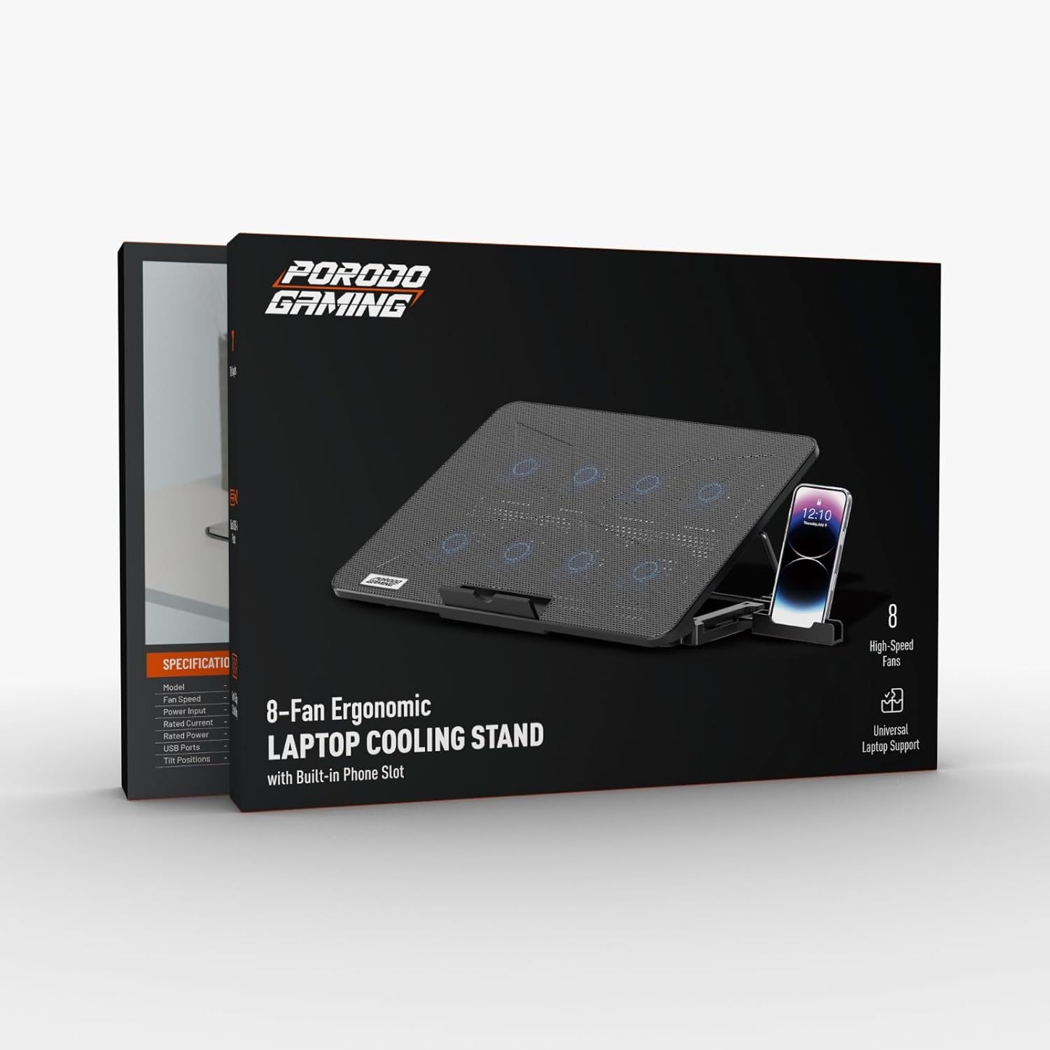Porodo Gaming Laptop Cooling Pad With Phone Holder