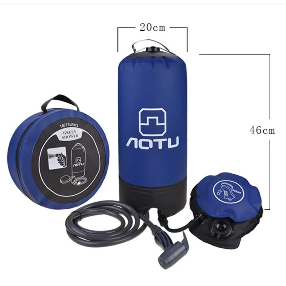 AOTU 11L PORTABLE PRESSURE SHOWER | CAMPING SHOWER WITH FOOT PUMP